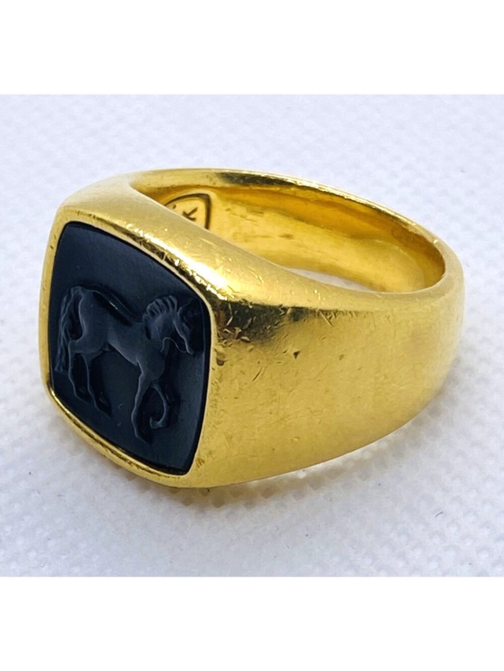 David Yurman Petrvs Collection Horse Signet Ring 22k Size 9.75